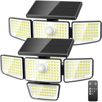 2 Pack Outdoor Solar Light - Upgrade 3000LM 188 LED Motion Sensor for 4 Heads IP65 Waterproof Powered Switch Control Darkroom Backyard Outside Security