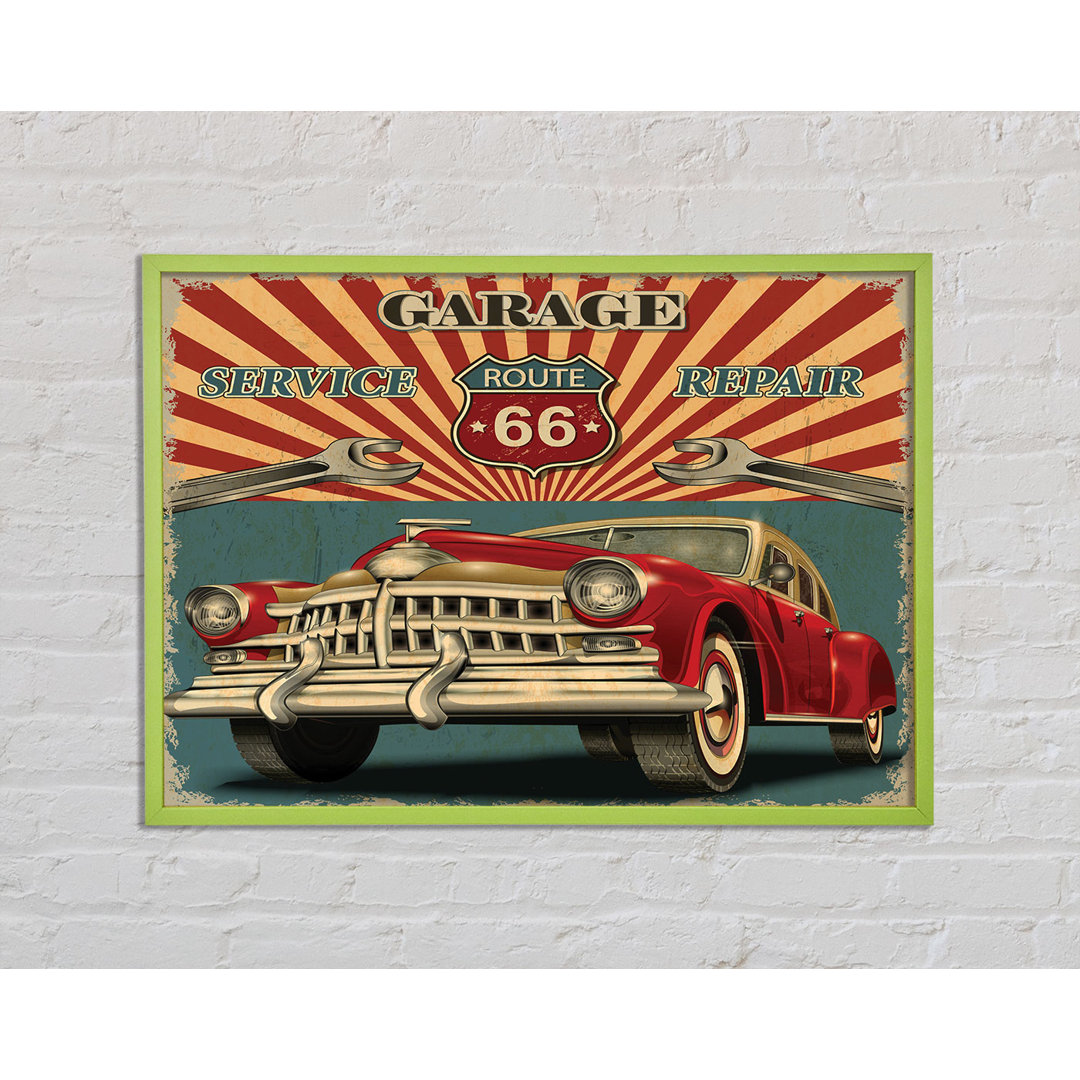 Balyon Route 66 Garage - Einzelner Bilderrahmen Kunstdrucke