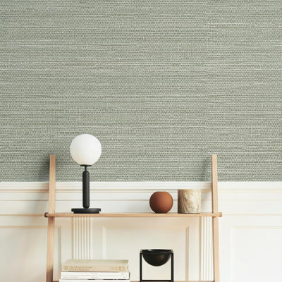 Green Textured Grasscloth Peel And Stick Wallpaper 17.7"X394" Neutral Faux Grassweave Wallpaper Waterproof Self Adhesive Removable Wallpaper Mural For Home Decor Bedroom Kitchen Cabinet