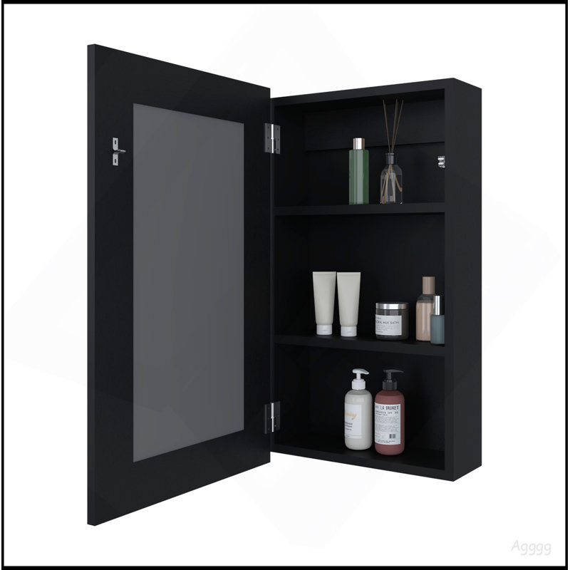 Pharmacie avec miroir inclus Parks, noir, Noir