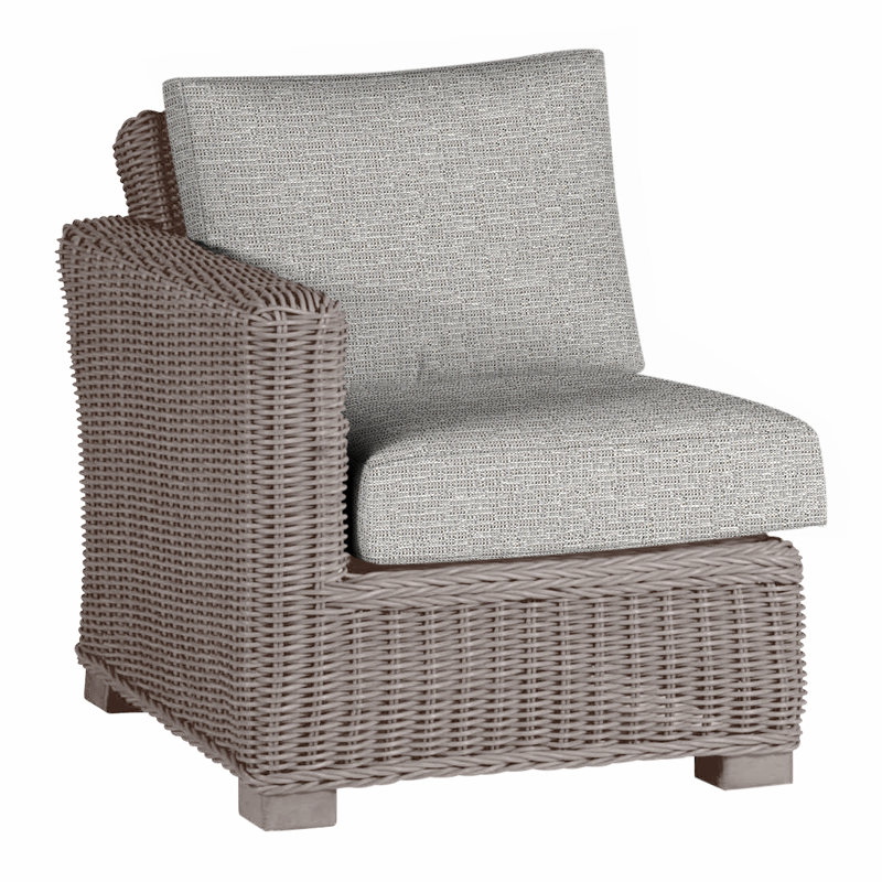 Canapé modulaire d'extérieur en résine tressée rustique N-Dura, Pas de soudure, Huître, Caramel tweed