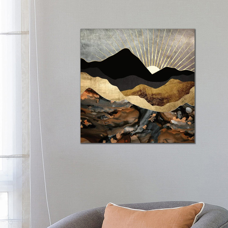Copper And Gold Mountains by SpaceFrog Designs - Wrapped Canvas Painting, 66.04 cm H x 66.04 cm W x 1.91 cm D