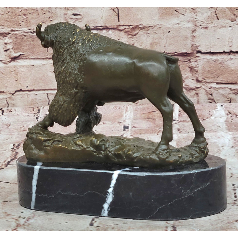 Sculpture de bison de l'Ouest américain en bronze - bison rustique