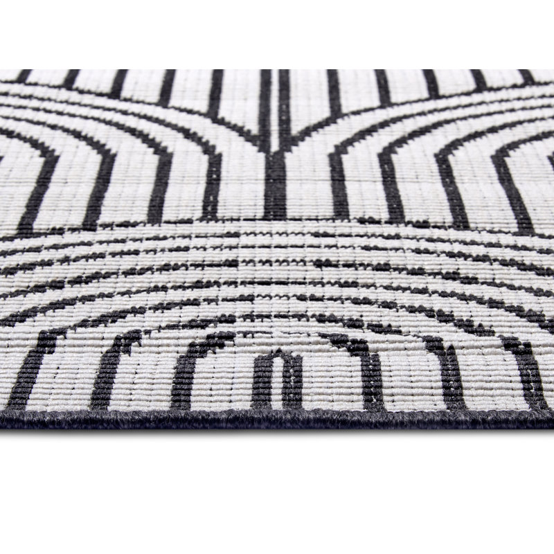 Pangli Machine Woven Black/White Indoor/Outdoor Rug, Rectangle 160 x 230cm