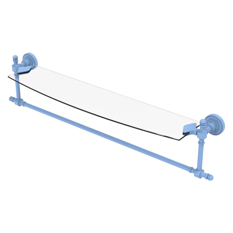 Tablette flottante rétro avec porte-serviettes, H 5 po x l 24 po x P 5 po, Bleu troll plat