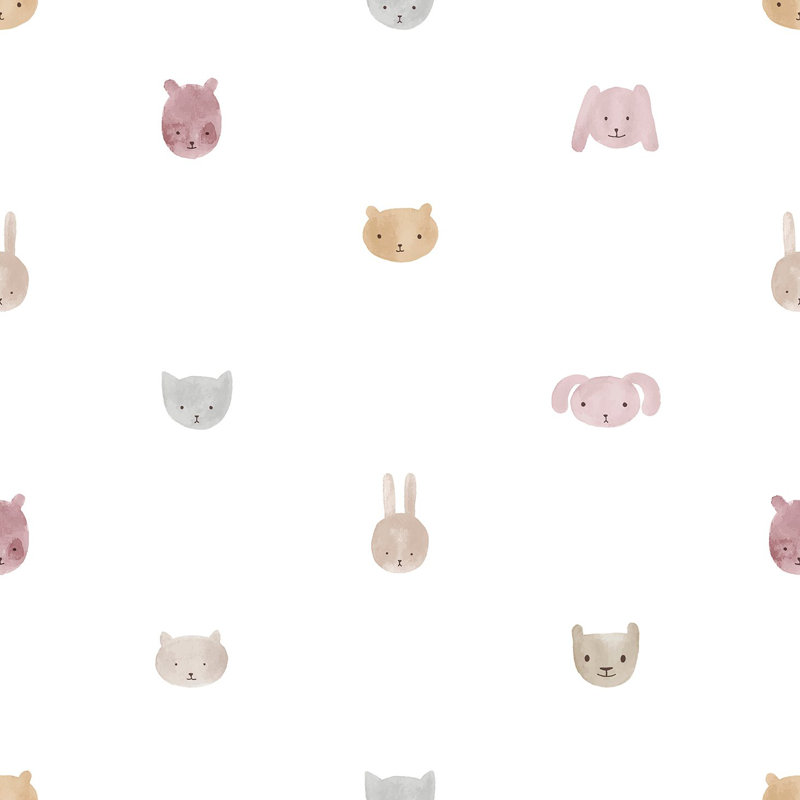 Nerijus Little Explorers 2 Happy Heads Wallpaper Roll, Pink