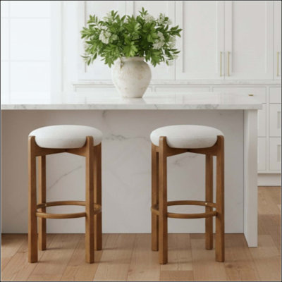 Ensemble de 2 tabourets de bar d'intérieur rembourrés en bois, confortables et élégants