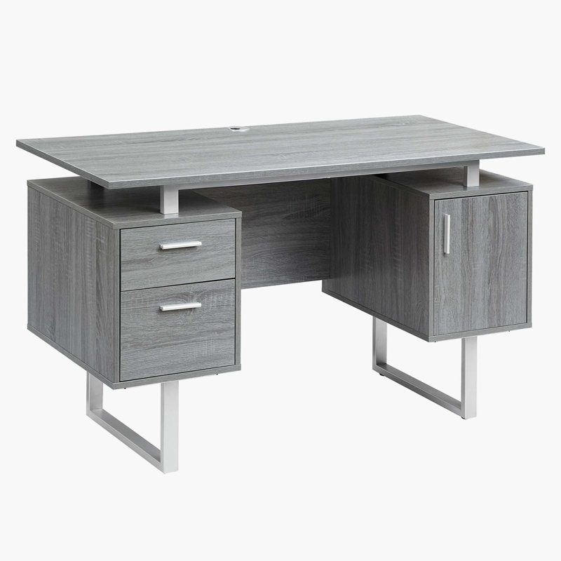 Bureau d'ordinateur l 23 po avec armoire Heild, Gris