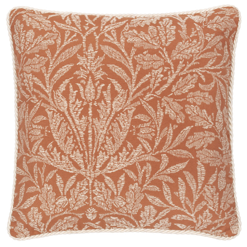 Acorn Tonal Down Blend Floral Square Cushion, Orange Floral
