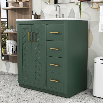 Luxurious Wood Bathroom Vanity with Sink and Ample Storage
