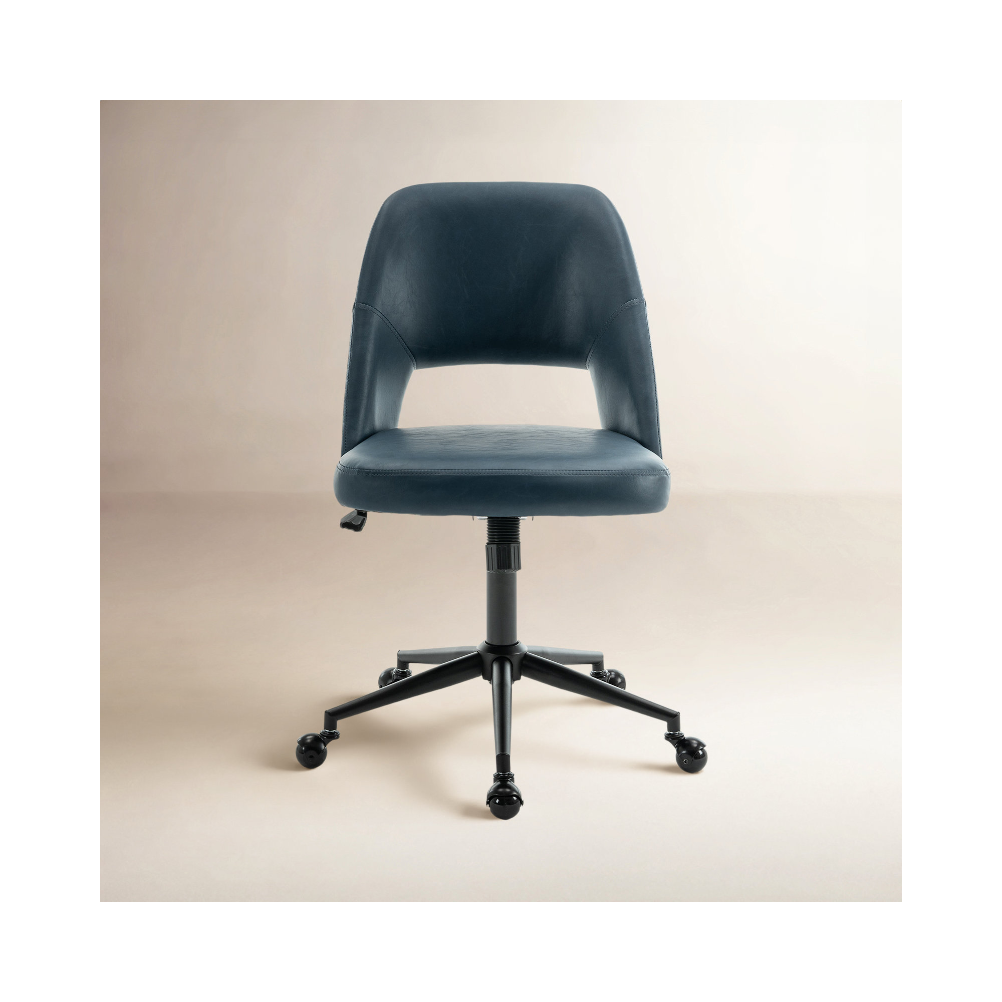 Gramercy Swivel Office Chair, Navy Faux Leather