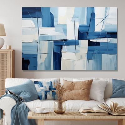 Nautical White And Blue Geometry Shapes II - Geometric Wall Art