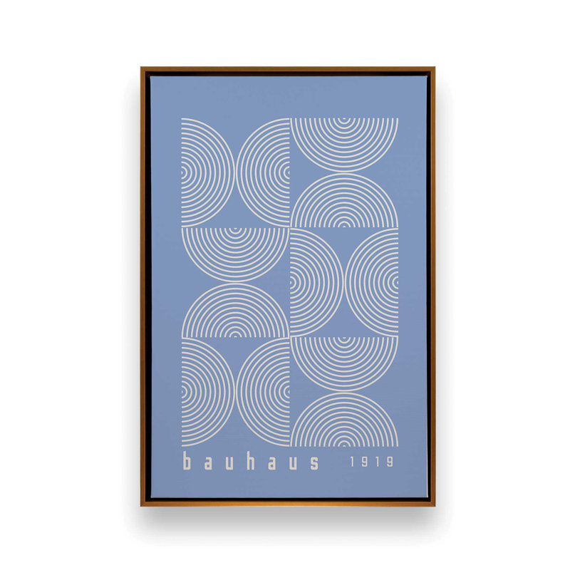Affiche de composition Bauhaus, Bleu, Cadre flottant or poli, H 18,75 po x l 12,75 po