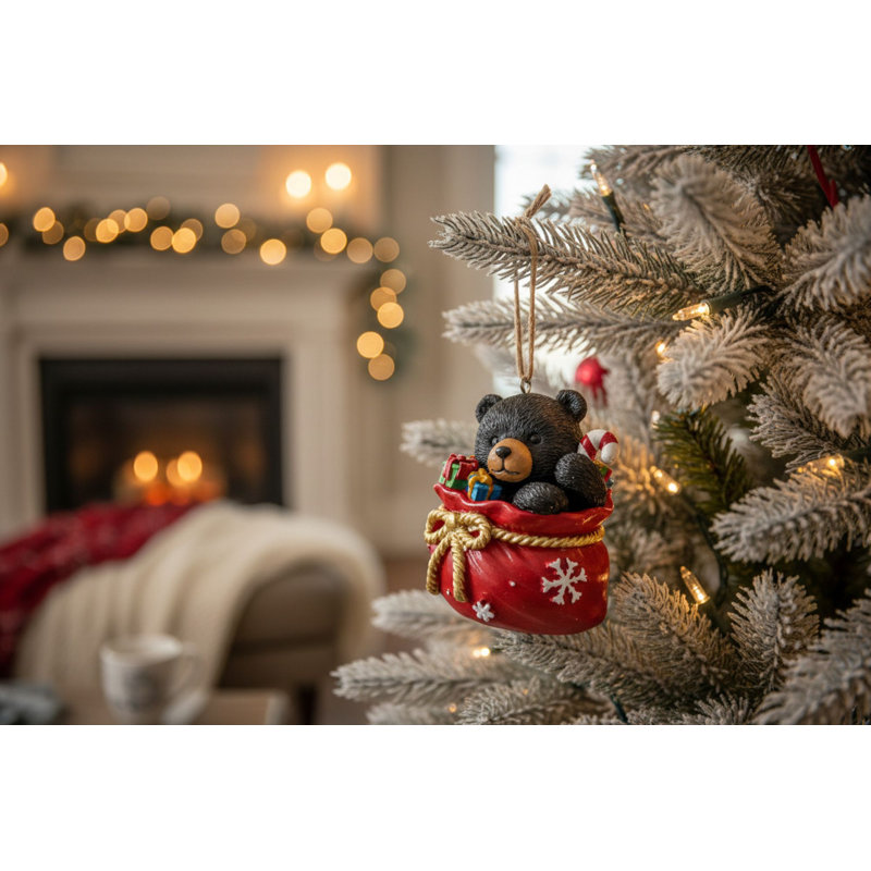ORNEMENT D'OURS DANS UN SAC CADEAU
