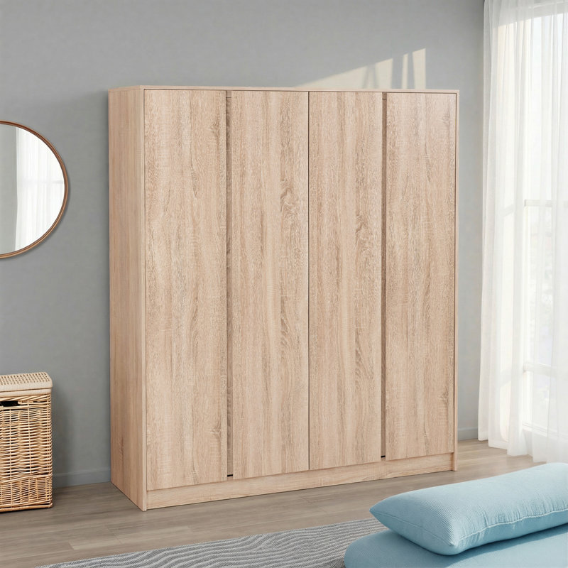 4 Door Manufactured Wood Wardrobe, Oak