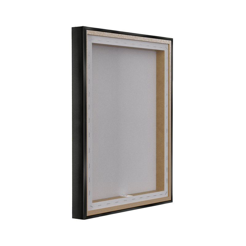 Abstract Teal and Beige Canvas Print with Black Frame, 25 x 31