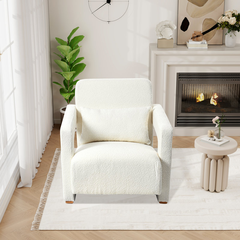 Fauteuil d'appoint rembourré l 30,2 po, Boucle blanc