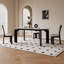 Ensemble de table de salle à manger 4 personnes blanc + noir en pierre frittée rectangulaire + bois massif-2110202743