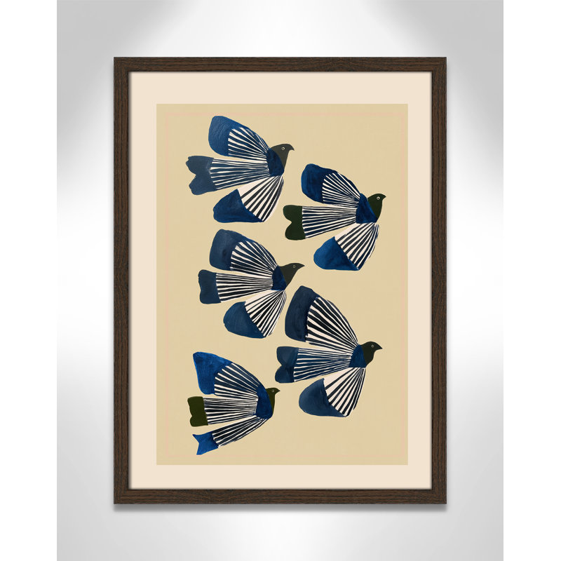 Imprimé Indigo Flight par City, Walnut Woodgrain, 17'' W x 23'' H, Framed Print