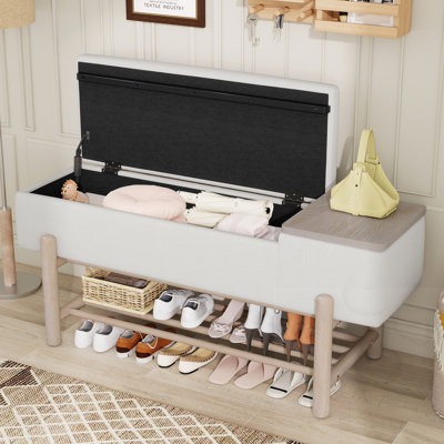 Banc de rangement rembourré avec compartiment caché