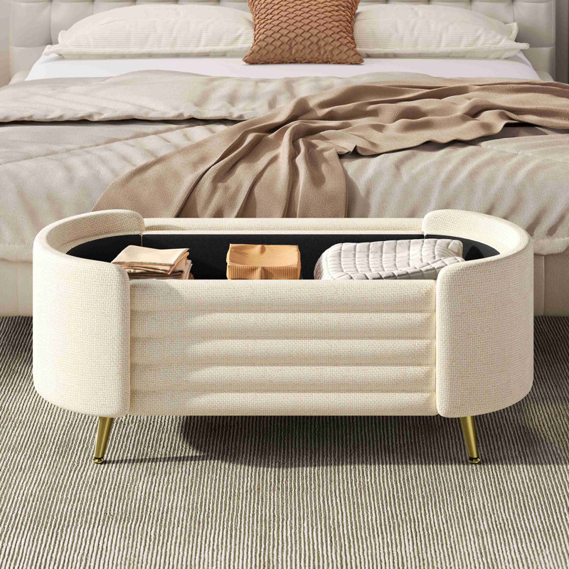 Repose-pieds moderne avec rangement et repose-pieds, Beige