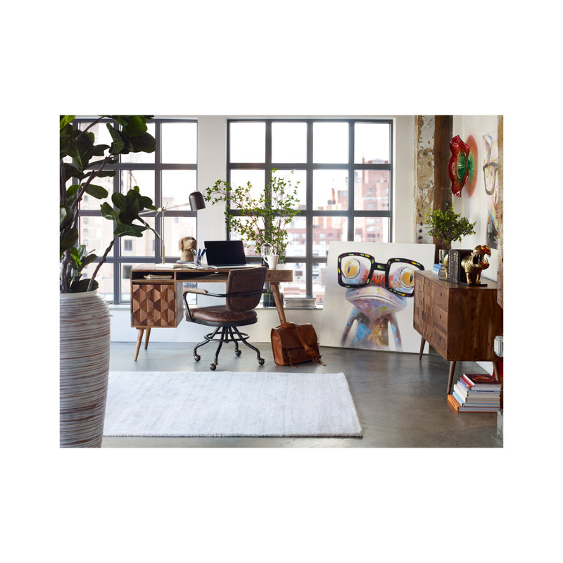 Alice 53.5" Solid Wood Rectangular Writing Desk, Natural