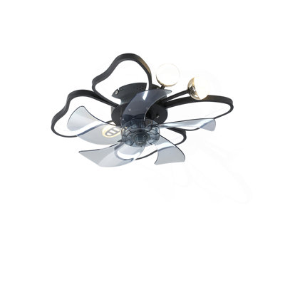 Ventilateur de plafond 19,7 pouces avec lumières avec télécommande de style papillon moderne, noir, ventilateur pour chambre à coucher, salon, minuterie, silencieux, préféré des enfants
