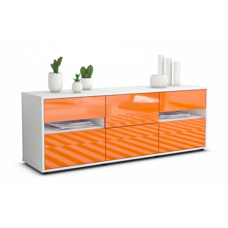 Wydra TV Stand for TVs up to 60", High-gloss Orange / Matte White