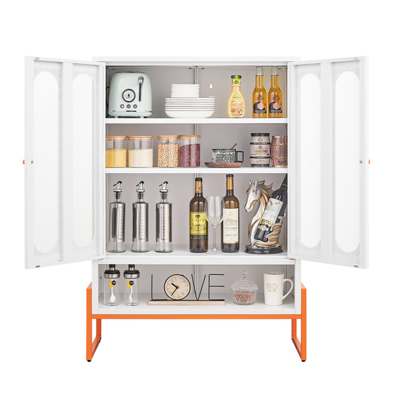 Double Door Shoe Cabinet With 3 - 4 Powder Coated Adjustable Shelves, 15Cm Air Circulation, And Dual Opening Doors Magnetic Airflow, Ergonomic Steel Handle