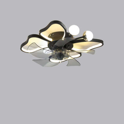 Ventilateur de plafond 19,7 pouces avec lumières avec télécommande de style papillon moderne, noir, ventilateur pour la chambre à coucher, le salon, la fonction de minuterie, silencieux, préféré des enfants