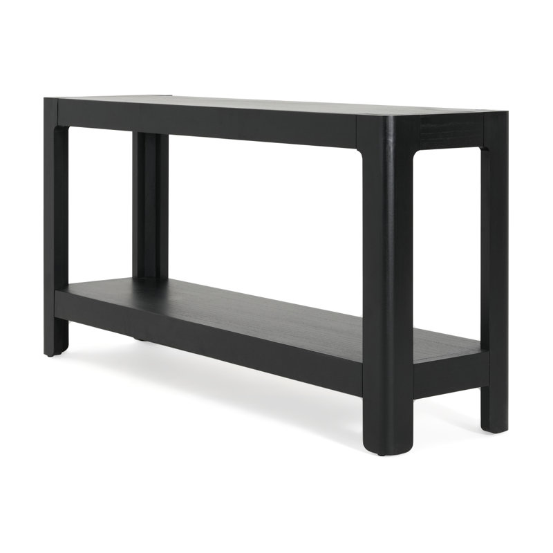 Mirod Modern Farmhouse Console Table,Elegant Minimalist Design With Premium Wood Veneer And Rounded Corners, Black