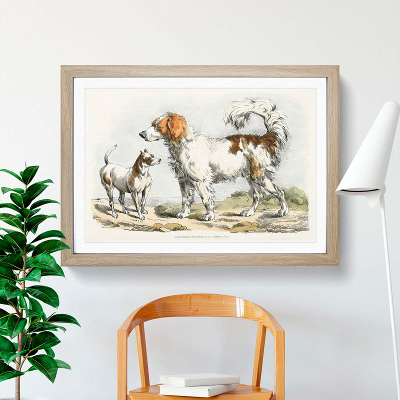 Two Hunting Dogs by Henry Alken - Picture Frame Painting Print, 27cm H x 36cm W x 2cm D, Oak Framed