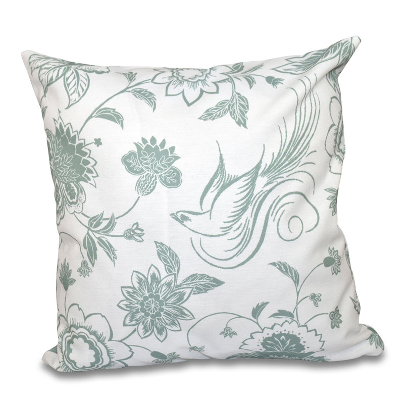 Housse de coussin d'extérieur carré Botanical Blooms, Vert, 16 po x 16 po