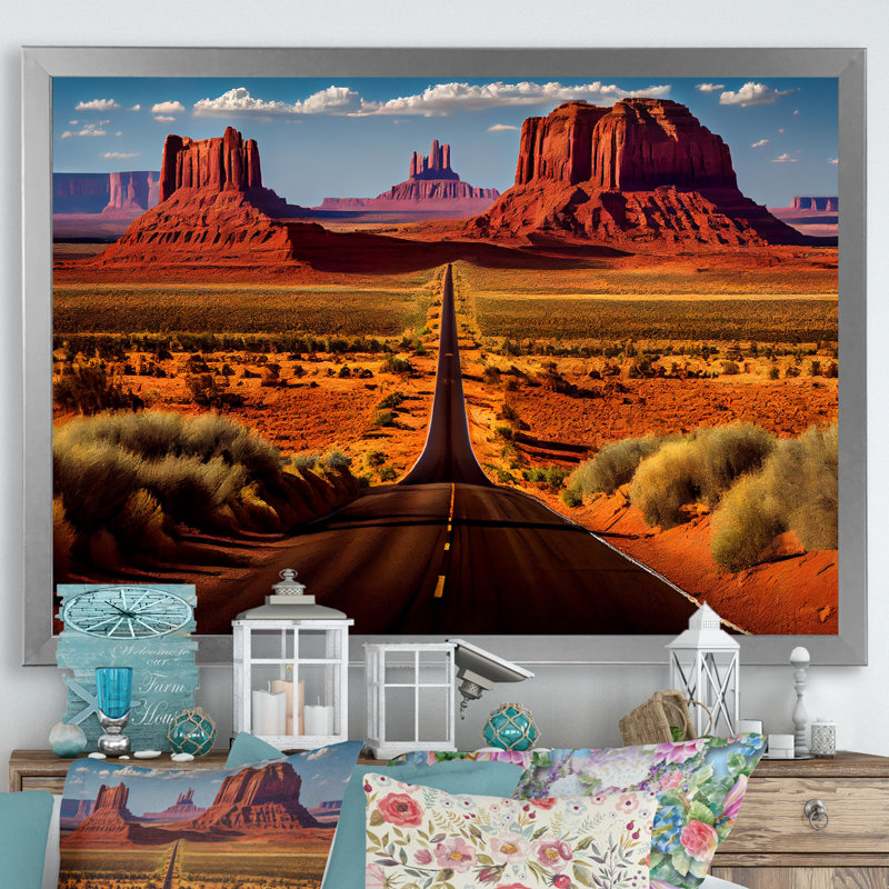 " Monument Valley Navajo Spirit ", Silver Picture Frame, 34" H x 44" W x 1.5" D