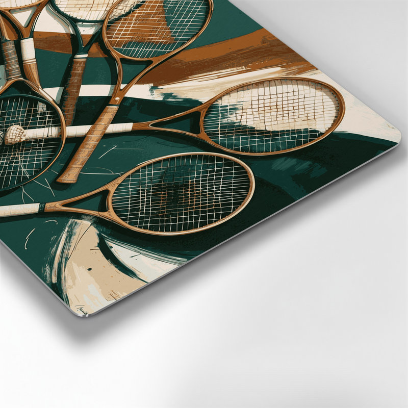 «Sports Tennis raquettes», art mural en métal vert, H 144 po x l 216 po x P 0,05 po