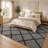 Gray Plush Shag Area Rug with Modern Geometric Lattice Design, Soft High Pile Contemporary Rug for Living Room, Bedroom, and Office-929159492