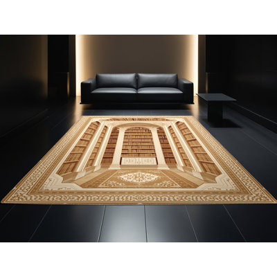 Tapis oriental classique brun / beige lavable à la machine Pavni