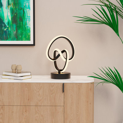 Abstract Art 12W LED Table Lamp 11" - 3000K Warm Light- Abstract Design in Matte Black