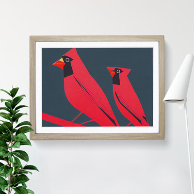 Cardinal Birds Abstract - Single Picture Frame Print