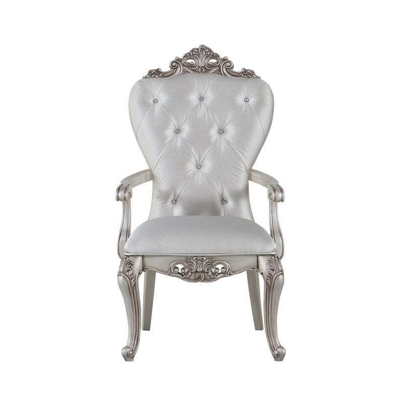 Fauteuil en tissu touffeté blanc Hollen