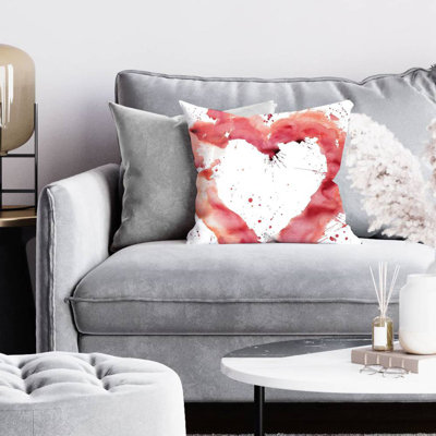 Watercolor abstract heart - 16"x16" Throw pillow - Poly twill - Print on demand