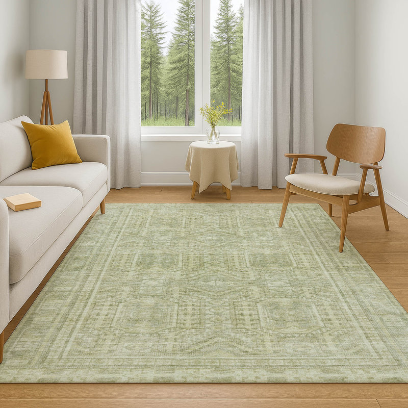 Premium Machine Washable Ashlynn Border Rug, Rectangle 3' x 5'
