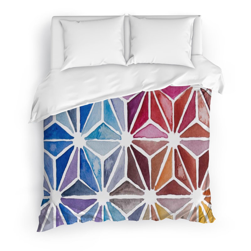 Rainbow Polyester Twill Duvet Cover, King Duvet Cover + 2 Pillow Cases