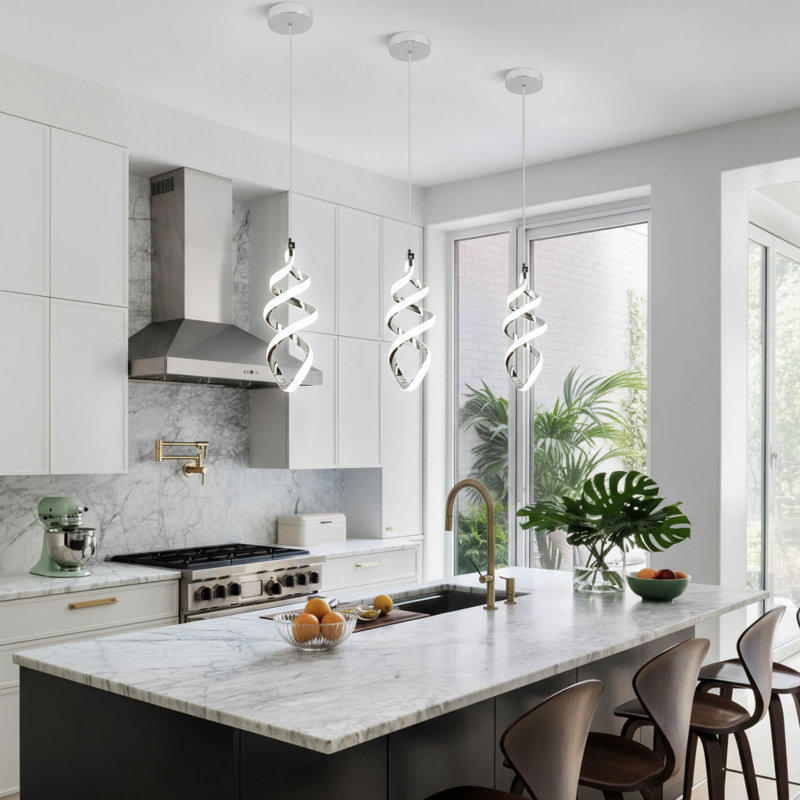 15W Modern Led Pendant Light Fixture, Chrome