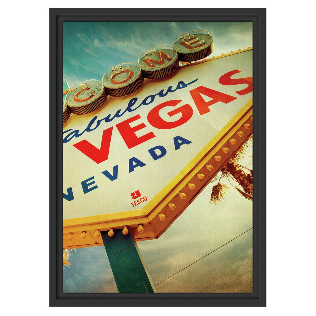 Gerahmtes Wandbild Las Vegas Retro Look