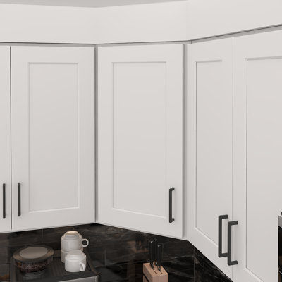 Meuble de cuisine mural diagonal à 1 porte et 2 étagères, à monter soi-même, 30,5 cm (P) x 61 cm (L) x 76 cm (H), blanc