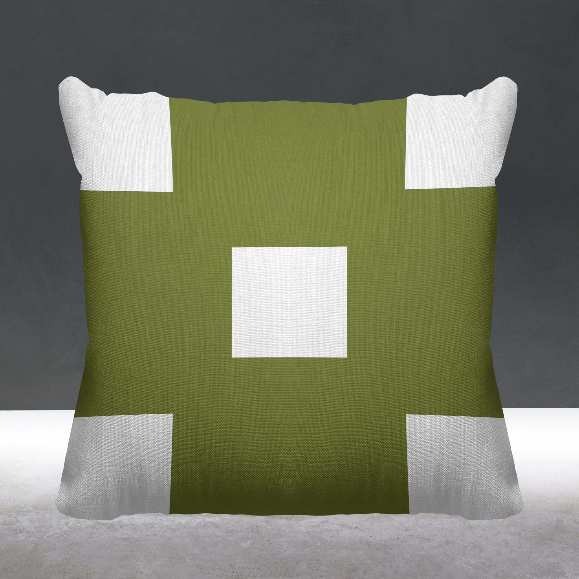 Luella Geometric Indoor/Outdoor Throw Pillow, 20W" x 20H", Olive Green