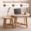 Ensemble de 2 tables basses gigognes rondes, finition en bois naturel avec cadre en forme de X pour une vie moderne et peu encombrante-133523814