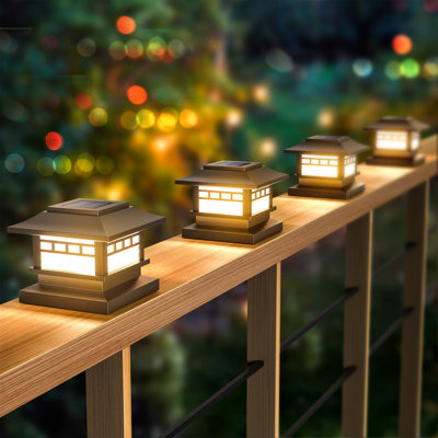Solar Post Cap Lights, Outdoor Solar Fence Post Lights IP65 Waterproof 25 Lumens Warm White LED Deck Post Lights for 4x4 5x5 6x6 Wooden Posts, Patio Garden Railing Decor