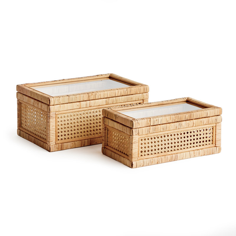 Arnita 2 Piece Handmade Wicker Decorative Box Set